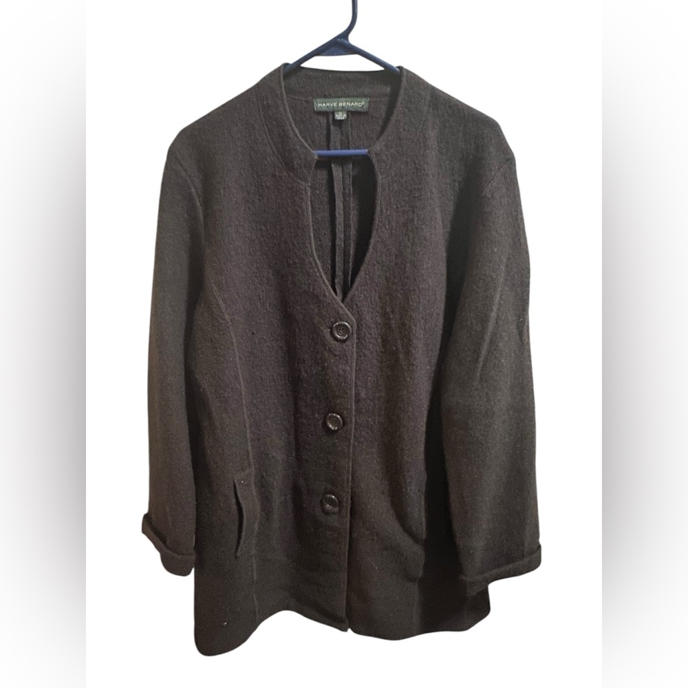 Harve Bernard 100% Wool Button Down Jacket Size Xl - image 1